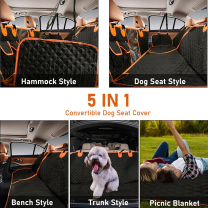 600D Heavy Dog Seat Cover for Back Seat, Durable Large Dog Car Seat Cover with 2 Seat Belts, Back Seat Cover for Travel Pet Supplies, 100% Waterproof Dog Hammock for Car, SUV, Truck